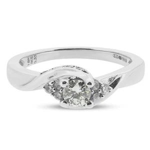 Elegant 18ct White Gold Twist Diamond Engagement Ring - Picture 1 of 3