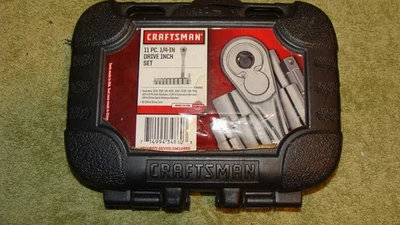 NOS CRAFTSMAN 34860 (NO RATCHET) 10 PC 1/4" DRIVE 6PT SAE SOCKET SET, USA - Image 1 of 4