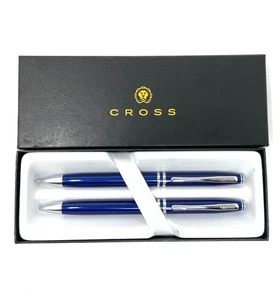 Cross Executive Avatar Blue Lacquer Ballpoint Pen and Pencil Set - Picture 1 of 5