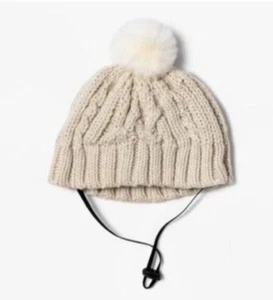 Boots & Barkley Hund Strick Winter Beanie Mütze Mütze hellbraun mit Bommel Gr. L/XL Neu - Bild 1 von 3