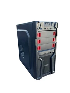 DIYPC Solo-T1-BK Schwarz USB 3.0 ATX Mid Tower Gaming Computer Gehäuse LED Rot Lüfter - Bild 1 von 13