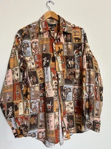 VTG- Colours By Alexander Julian COWBOY Horseman Western Shirt Sz L(24x29) - Picture 1 of 6