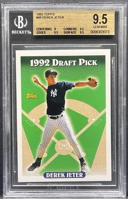 1993 Topps #98 Derek Jeter 1992 selección del draft novato radiocontrol BGS 9,5 "joya como nueva" Yankees Foto 1 de 2