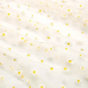 Elegant Bridal Wedding Dress Embroidery Tulle Lace Fabric Mesh Daisy Floral - Bild 1 von 9