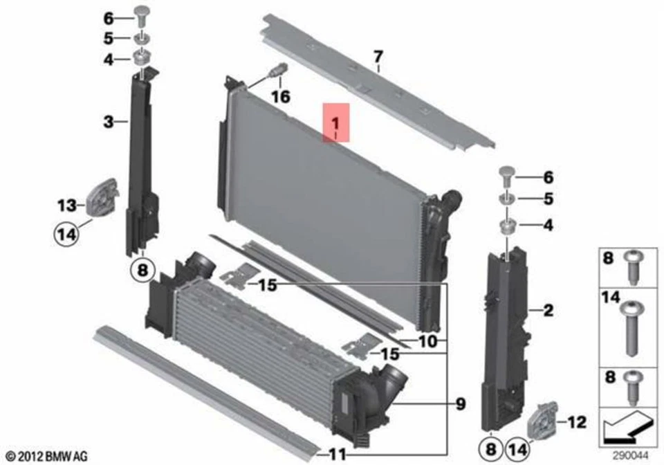 Radiador original BMW M2 F22 F30 F32 F36 F87 MOS 335i 335iX 435i 17118672103 Foto 1 de 1