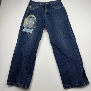Southpole Jeans Mens 34 Baggy Hip Hop Graffiti Embroidered Denim Urban Streetwea - Picture 1 of 11