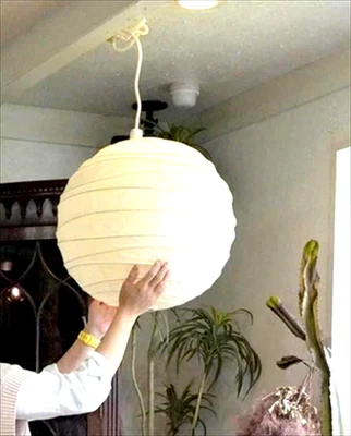 Isamu Noguchi Akari 45D Japanese Washi Paper Handcraft Shade for Pendant Lamp - Image 1 of 4