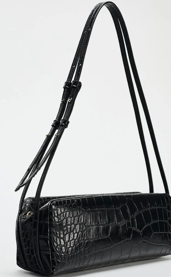 Elegante Bolso Bandolera y Hombro Zara Negro Doble Correa Foto 1 de 4