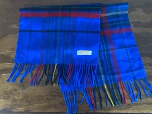 KASCHMIR SCHAL Made in England weich Halstuch kariert schwarz/rot/blau - Bild 1 von 4