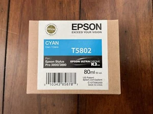 06-2017 NIB Genuine Epson Pro 3800 3880 Cyan K3 Ink T5802 T580200 - Picture 1 of 4