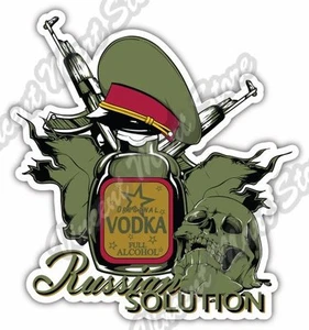 Russian Solution Vodka AK-47 Gun Russia Car Bumper Vinyl Sticker Decal 4"X5" - Picture 1 of 1