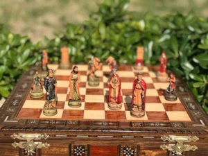 Premium Chess Set with Storage Camelot king Arthur Hand Painted 15" /Gift Idea🎁 - Picture 1 of 10