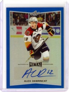 2015-16 Leaf Metal Blue Alex Debrincat Pre-Rookie Auto Jersey Numbered 12/25
