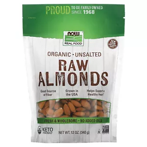Now Foods Almendras Crudas Orgánicas Sin Sal 12 oz 340 g No OGM, Orgánicas, Crudas, Veganas, - Imagen 1 de 2
