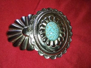 Womens Accessocraft NYC Fashion Belt Buckle Silver Tone & Torquoise. Accessories - Picture 1 of 6
