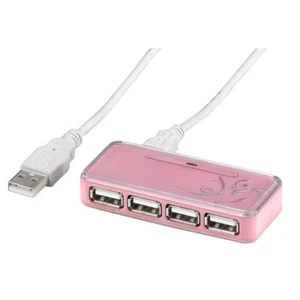 Hama USB 2.0 HUB 1:4 rose concentrateur USB 4 ports distributeur pour PC iMAC MAC MAC MacBook etc. - Photo 1/4