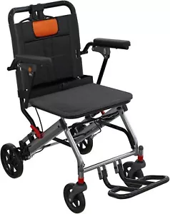 Portable Ultra-Light Folding Elderly Wheelchair Travel Transport with Handbrake - Picture 1 of 7
