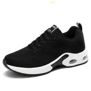 Women Running Shoes Breathable Light Weight Black Walking Sneakers Size 8 - Picture 1 of 7