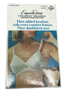 32 B VTG 70s NOS Nylon Bra Bandeau Knit Low Back Exquisite Form P3709 White 1970 - Picture 1 of 13