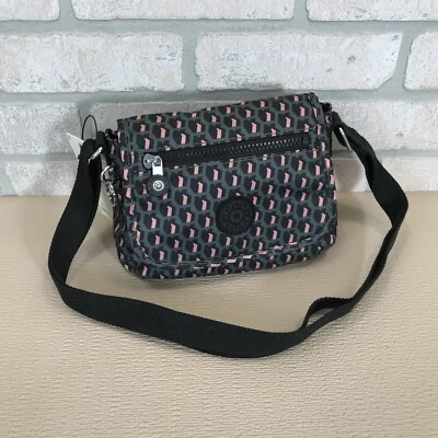 Kipling Sabian Mini Bolsa de Ombro Transversal "D K Rosa" Rosa Preto Cinza Sem Charme - Imagem 1 de 4