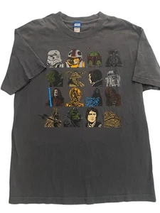 90s Star Wars Tee Lucas Films Trilogy Characters Graphic Print Shirt Size Large - Picture 1 of 7
