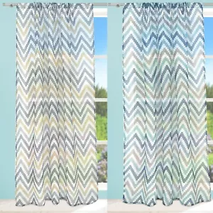 Nordic Voile Panel Chevron Pattern Curtain - Picture 1 of 7