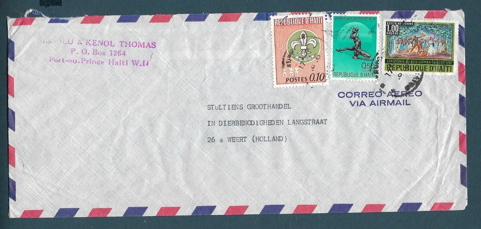 HAITI -   MULTI STAMP  COVER  TO NETHERLANDS  [1085] - Image 1 of 1