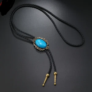 Bolo,  Unisex Southwestern Turquoise Antique Silver Color Bolo+ Gift Bag - Picture 1 of 2
