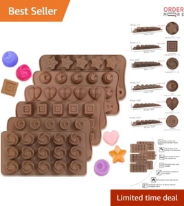 Silicone Chocolate Mold 6 Shapes Non-Stick Flexible Ice Cube Trays Baking Pan - Picture 1 of 8