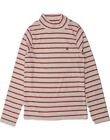 FAT FACE Girls Top Long Sleeve 9-10 Years White Striped Polyester AA19