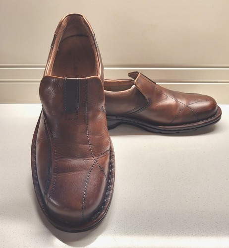 CLARKS Mocassini slip on da uomo marroni in pelle taglia 8 5 M #70846