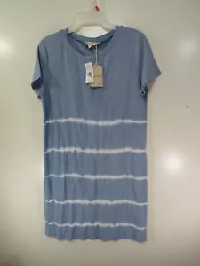 New Hem & Thread T Shirt Dress Size S Blue White Striped Pull Over Short Sleeve - Picture 1 of 3