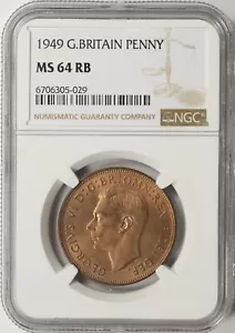 1949 G. Britain Penny NGC MS64 RB - Picture 1 of 4