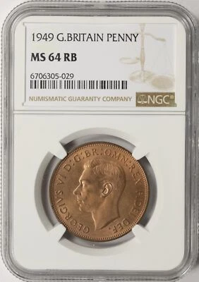 1949 G. Britain Penny NGC MS64 RB - Image 1 of 4