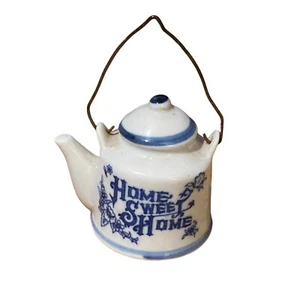 Vintage Ceramic Home Sweet Home Mini Teapot Wire Handle Housewarming Gift Mascot - Picture 1 of 24