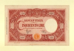 ITALIA ITALIEN 500 LIRE BANCA D'ITALIA 1 AGOSTO 1944 P-70a ss++ sehr selten - Bild 1 von 2