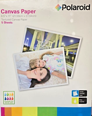Polaroid Brand Textured Canvas Paper 8.5" X 11" For Ink Jets 10 New Sheets - Image 1 of 3