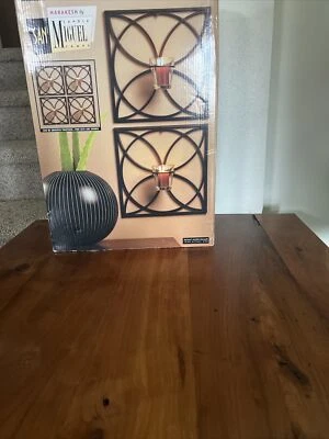 NEW IN BOX SET OF 2 San Miguel Votive Wall Candle Lamps 11-3/4" Square 912245 - Image 1 of 3