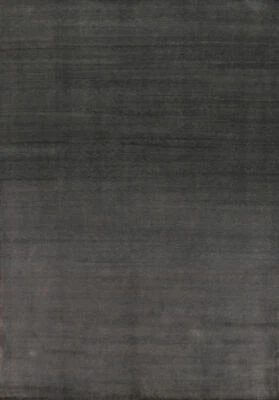 Modern Wool Solid Design Gabbeh Living Room Rug 9x12 Handmade Gray Color Rug - Image 1 of 4