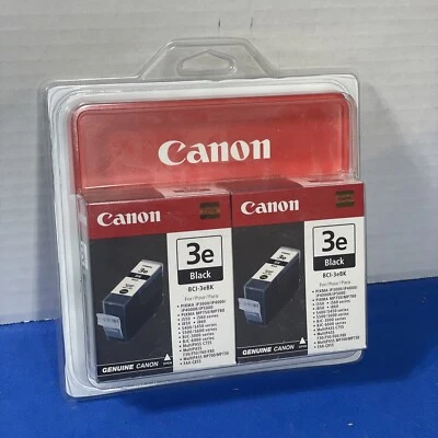 GENUINE Canon 3e Black Ink Cartridge BCI-3eBK 2 Pack NEW SEALED Creative Park - Image 1 of 2