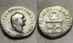 Rare Original ancient Roman silver coin denarius Titus 79AD wreath curule chair - Picture 1 of 4