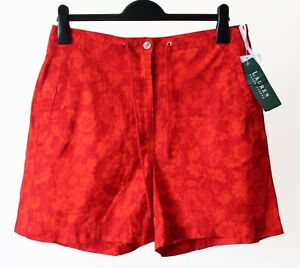 Ralph Lauren Womens Shorts US 12 UK 16 BNWT Cotton Floral Fire Red/Orange 