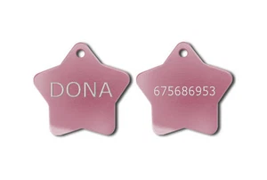 Medaglietta Cane Gatto a forma di STELLA ROSA 27x27 mm. INCISIONE GRATUITA - Imagen 1 de 1
