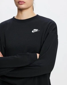 Nike Sportswear Club Fleece Crew Jumper Black New With Tags Size L Free Postage - Picture 1 of 6