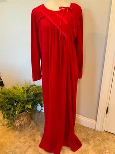 Vintage VANDEMERE Womens 2 XL Red Pocket Zip Front Long Velour House Robe - Picture 1 of 8