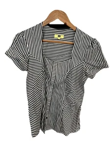 Camisa abotonada manga torneada CUE negra blanca a rayas talla 8AU - Imagen 1 de 1