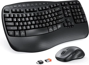 Meetion Ergonomic Keyboard and Mouse Wireless Combo - DirectorB - Wave Keys - Picture 1 of 3
