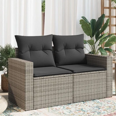 Garden Sofa Grey PE rattan Medium Adjustable Feet Garden Sofa - Image 1 of 4