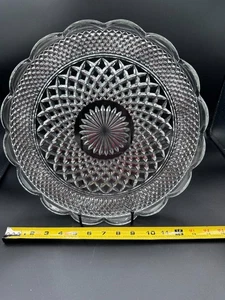 Vintage Pressed Glass Plate Daisy Starburst Pattern 12” Scalloped Edge - Picture 1 of 5