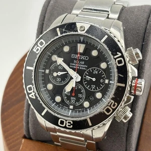 SEIKO Prospex V175-0AD0 Solar Chronograph Men's Black Silver Solar Watch Japan - Picture 1 of 12